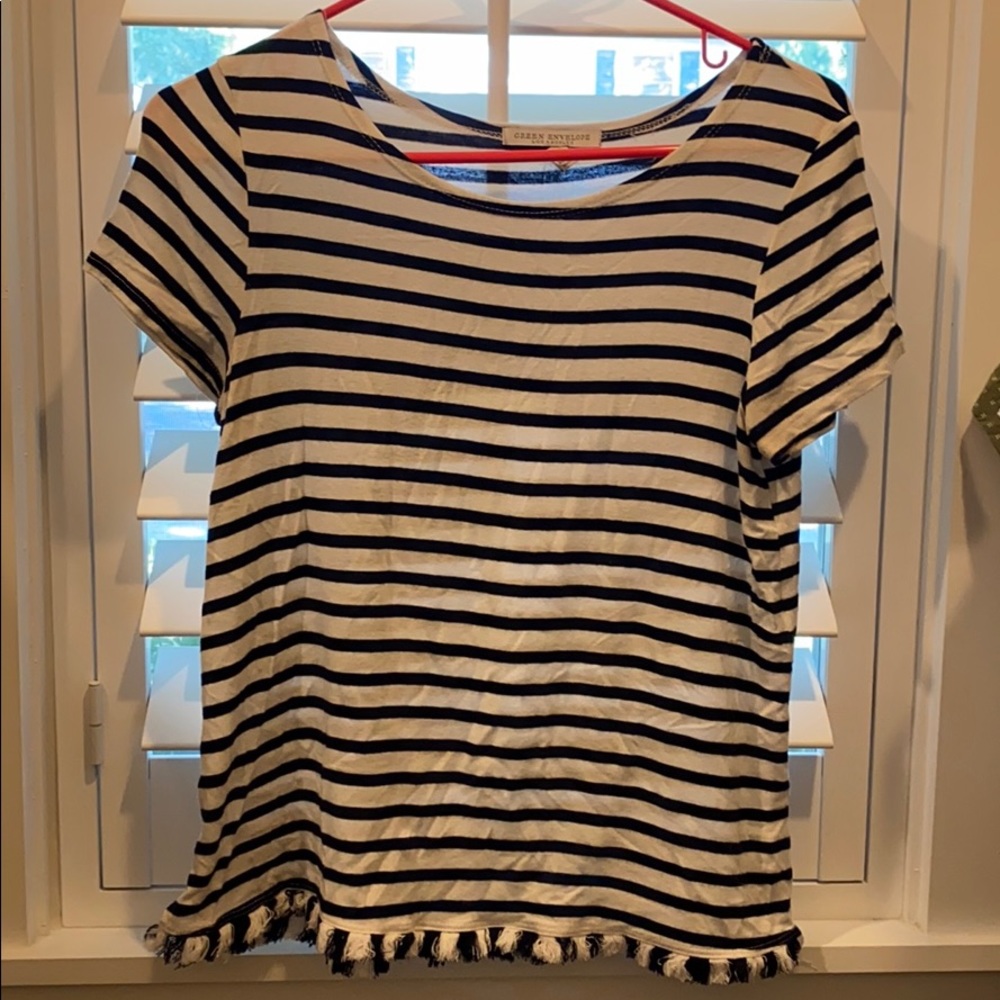 Striped top with fringe